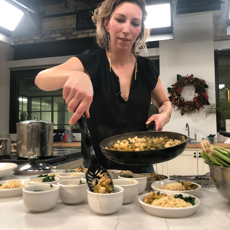 Cooking and serving food in a kitchen
