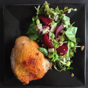 Ginger-Honey Glazed Chicken with Beet-Edamame Salad
