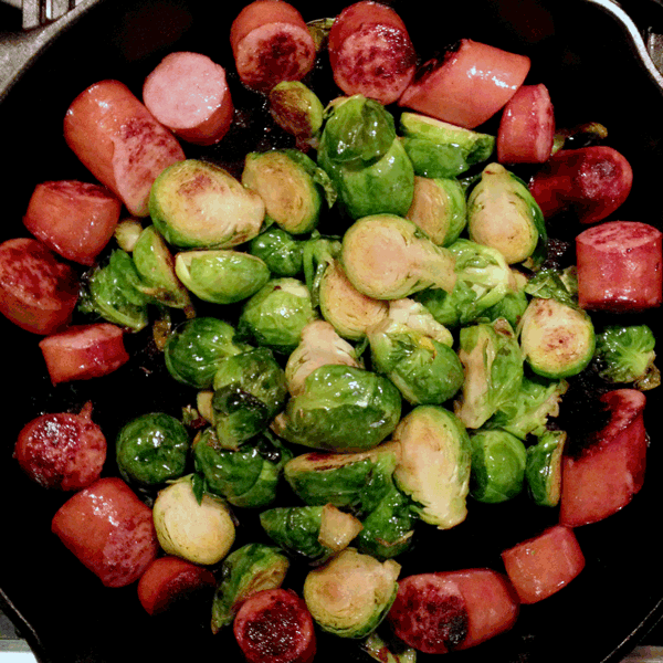 Polish Sausage with Brussel Sprouts