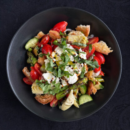 Spring Panzanella Salad with Burrata